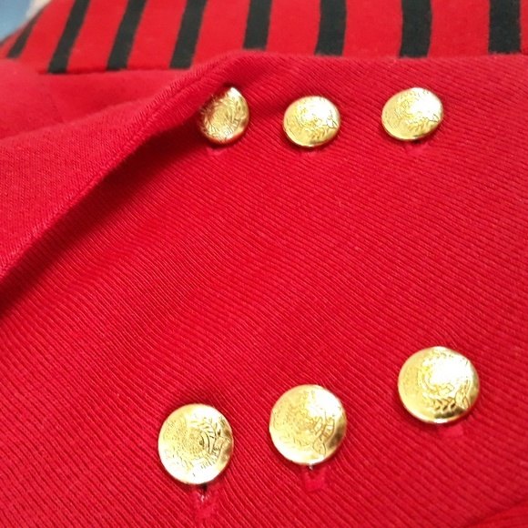 Chaps by Ralph Lauren Highland Red & Black Striped Shawl Collar Top Size L / NWT - Picture 6 of 14